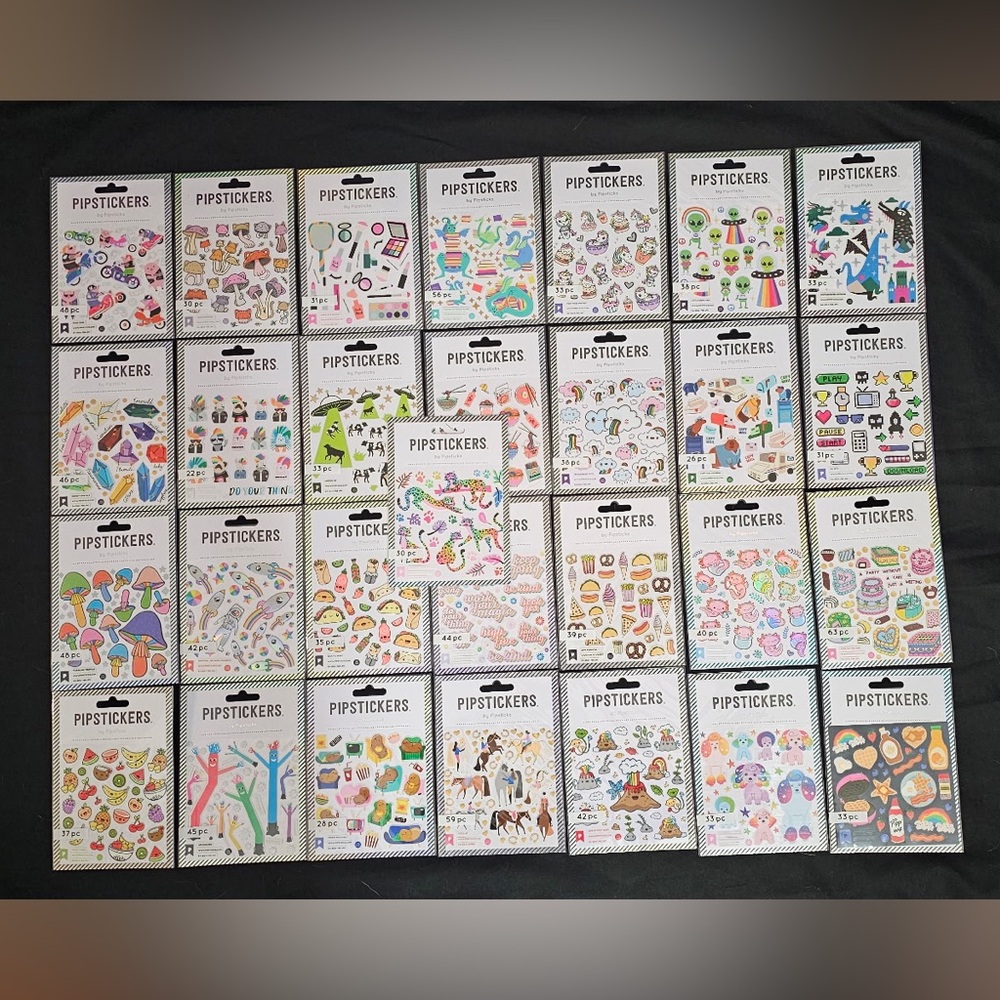 Bundle of 59 Pipstickers Packs, Sheets, Gems, Books